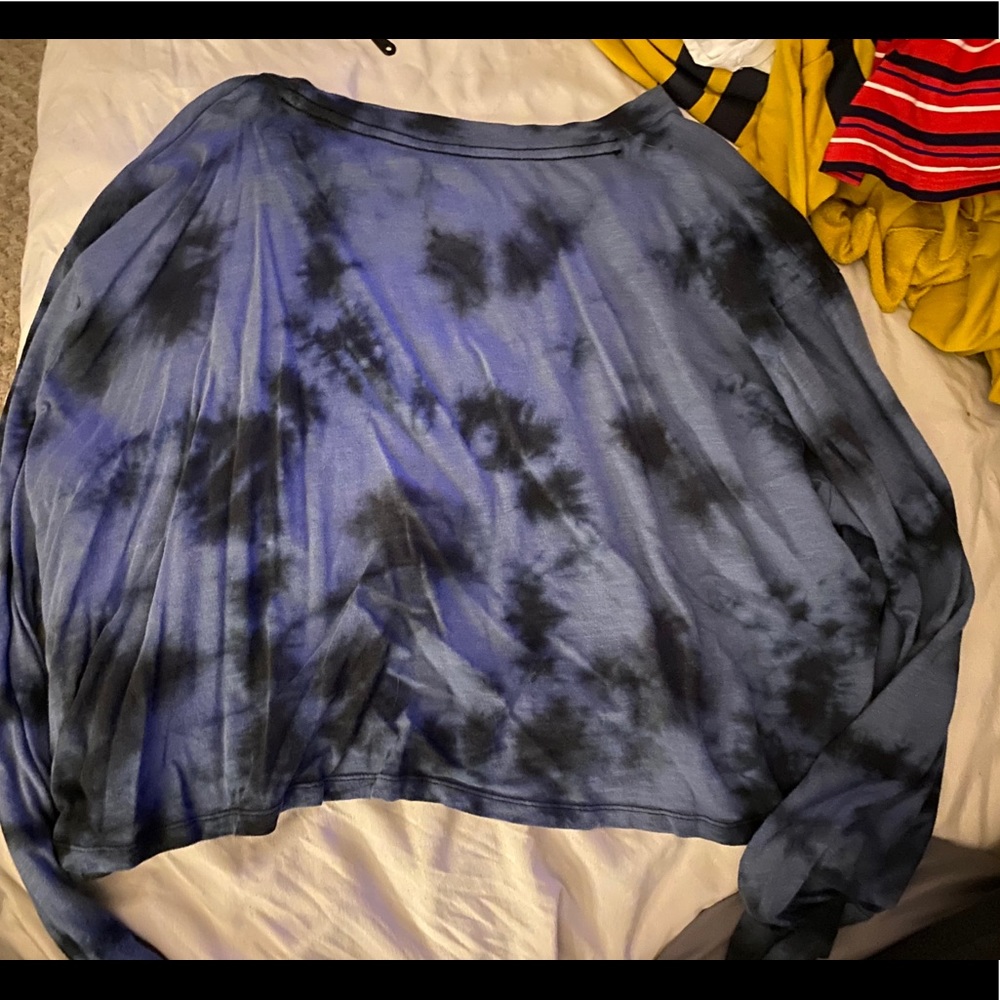 black and blue tie dye long sleeve